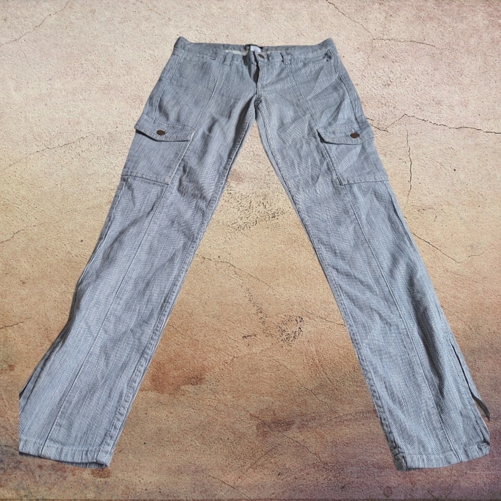 J. CREW | City Fit Railroad Stripe Cotton Cargo Pants Ankle Zipper Size 28